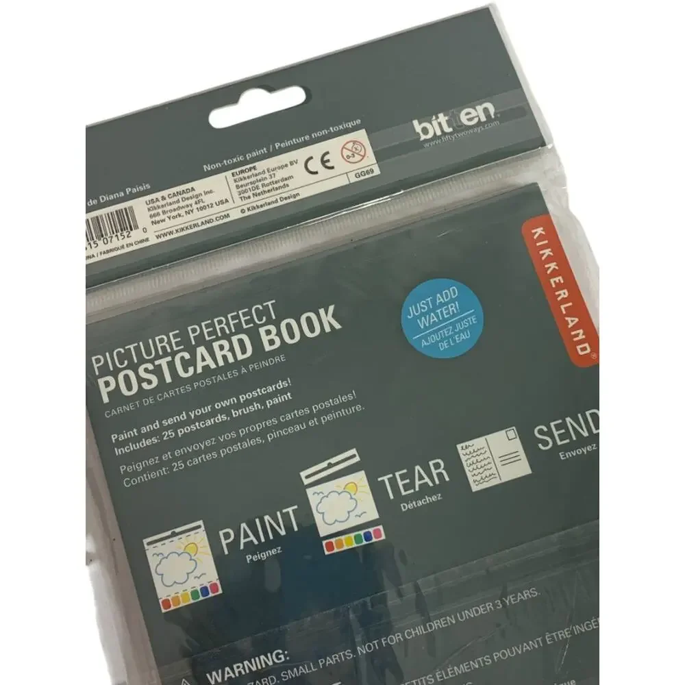 Kikkerland Picture Perfect Postcard Book 25 Postcards Paint Tear Send